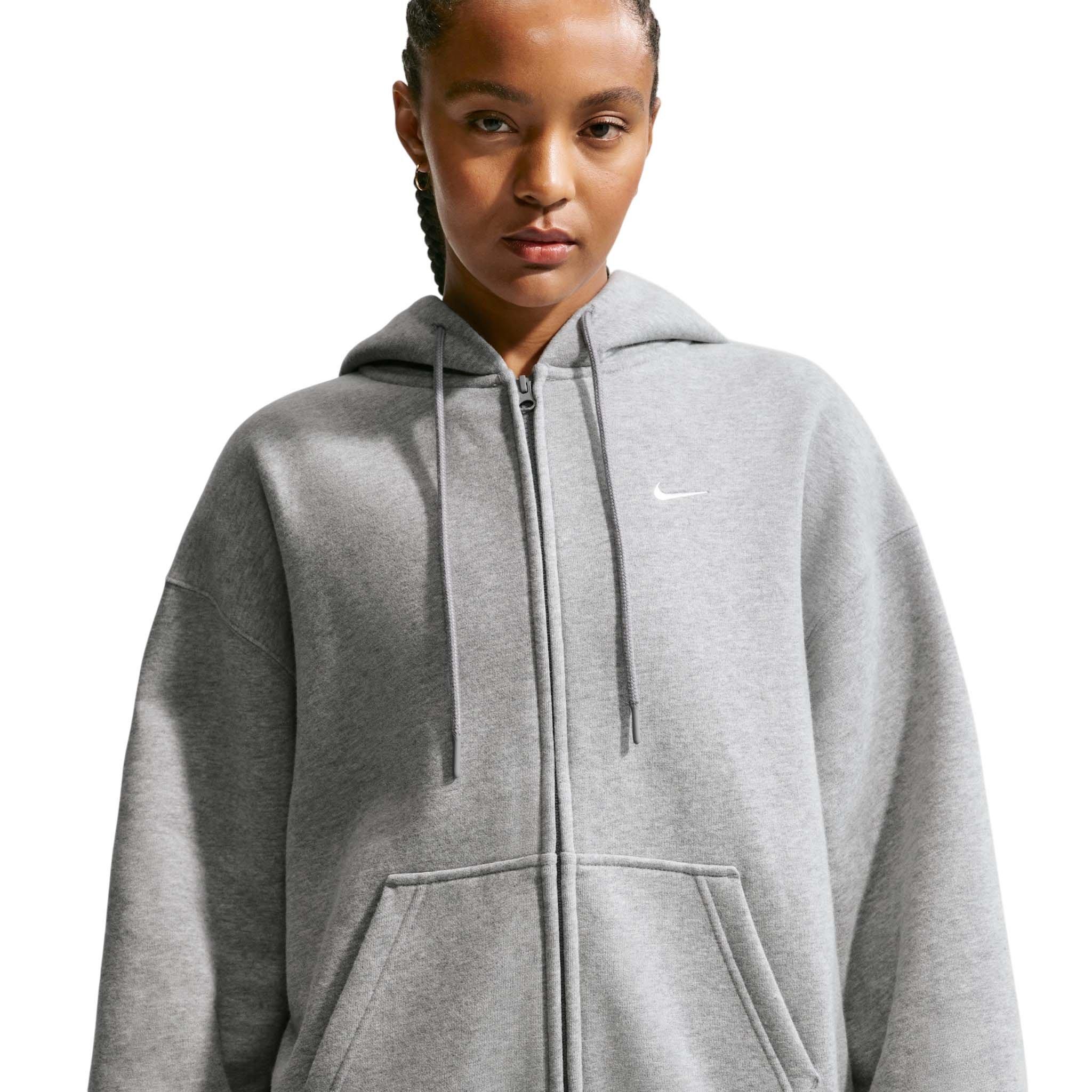 Nike Women's Studio Fleece Medium Weight Oversized Full-Zip Hooded Jacket - Grey - GREY